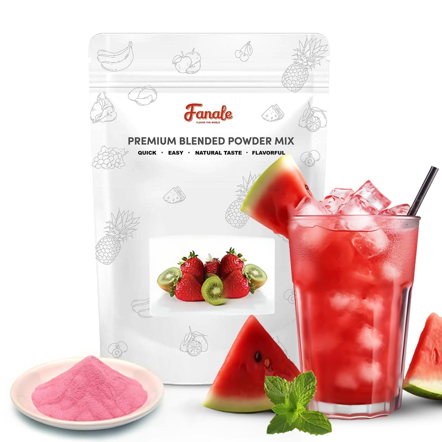 Fanale Premium Watermelon Bubble Tea Flavoring Powder | Perfect for Baking, Smoothies, Desserts and Drinks | Instant Flavoring Powder for Boba Milk Tea - 2.2 Pounds (Pack of 1)