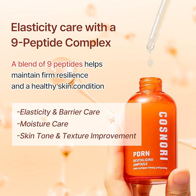 COSNORI PDRN Revitalizing Ampoule - Korea Facial Serum with Salmon PDRN & 9-Peptide Complex - 4 Ceramides for Hydration, Firmness & Radiant Skin, Korean Skincare (50ml / 1.69 fl. oz.)