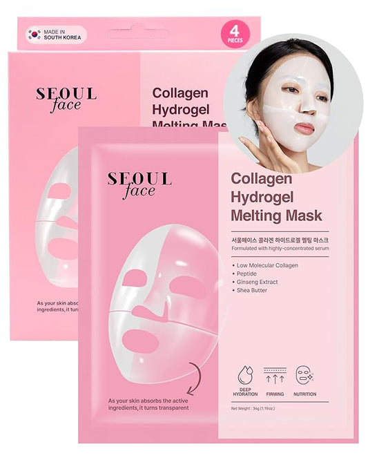 DERMAL Collagen Hydrogel Melting Jelly Gel Mask 4ea - Korean Overnight Face Mask - Deep Hydration, Skin Firming, and Wrinkle Care for Glassy Skon - Korean Skincare
