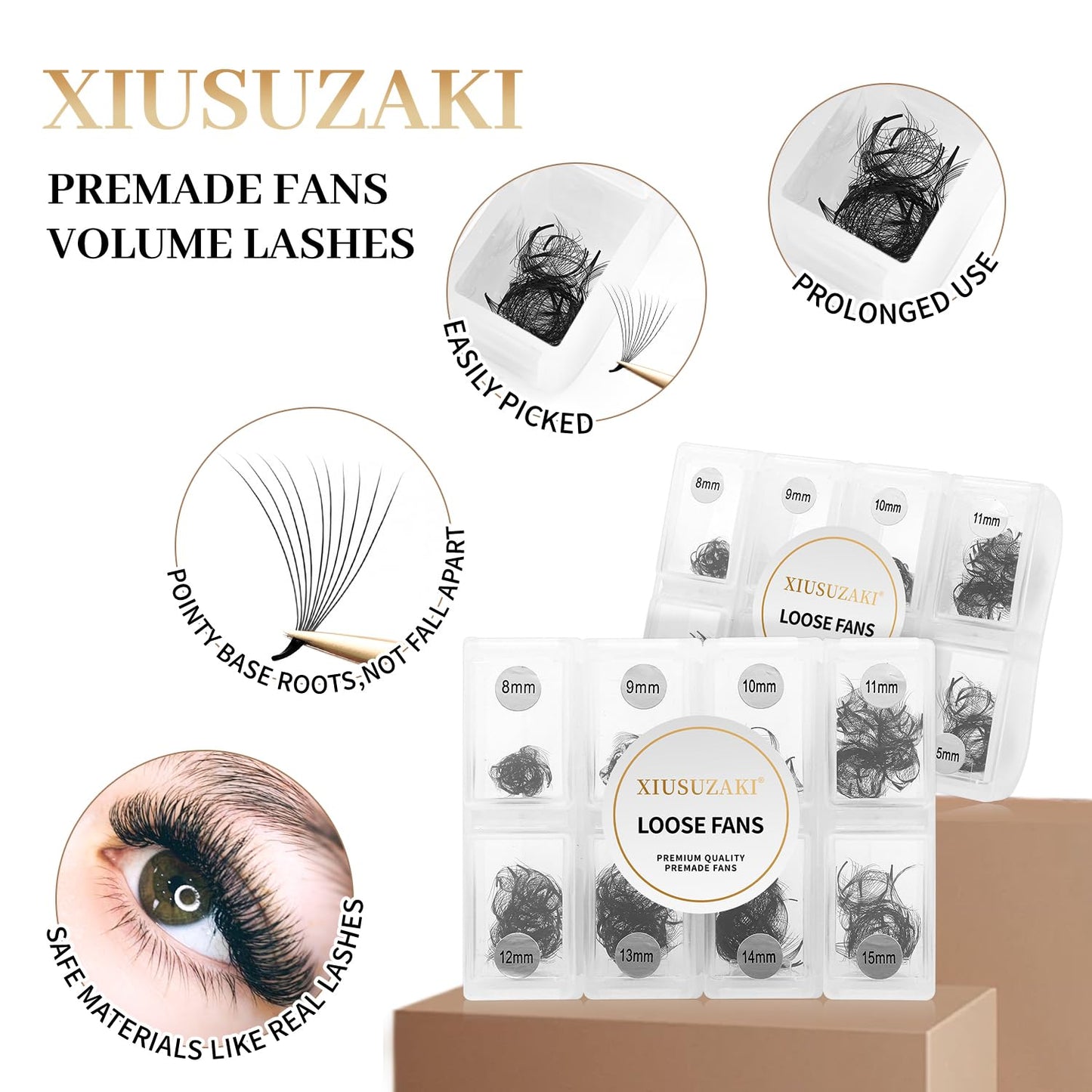 Premade Fans Eyelash Extensions 600 Fans 14D Volume Lash Extensions 0.07 Thickness Eyelash Extension D Curl Premade Lash Fans Mix 8-15mm Fluffy Soft Handmade Loose Fan(600Fans-14D-0.07-D,8-15mm)