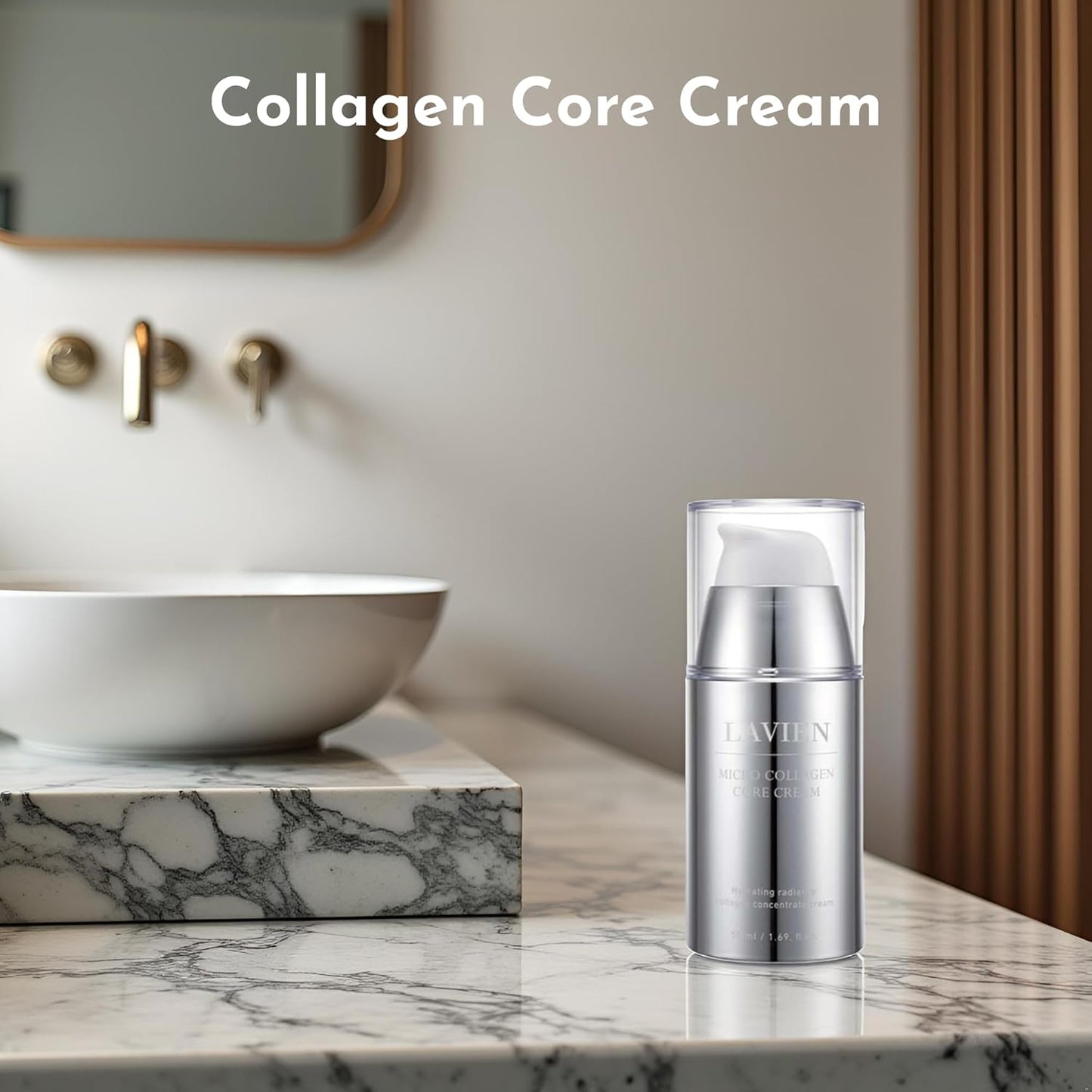 LAVIEN Micro Collagen Core Cream - Nourishing Facial Cream, Hydration and Elasticity - 60.3% Collagen Extract, Hydrolyzed Elastin, Shea Butter, Suitable for All Skin Types - 50 ml Bottle