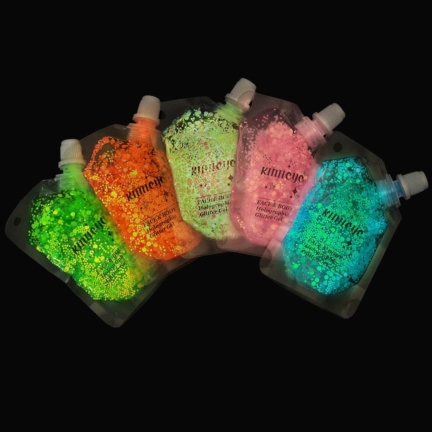 Holographic Face Glitter Gel Body Shimmer Makeup for for Hair, Face, Clavicle, Arm, Nail, Eyeshadow, Long Lasting Waterproof Mermaid Sequins Party Glitter for Rave Festival, 1.35oz (Luminous Orange)