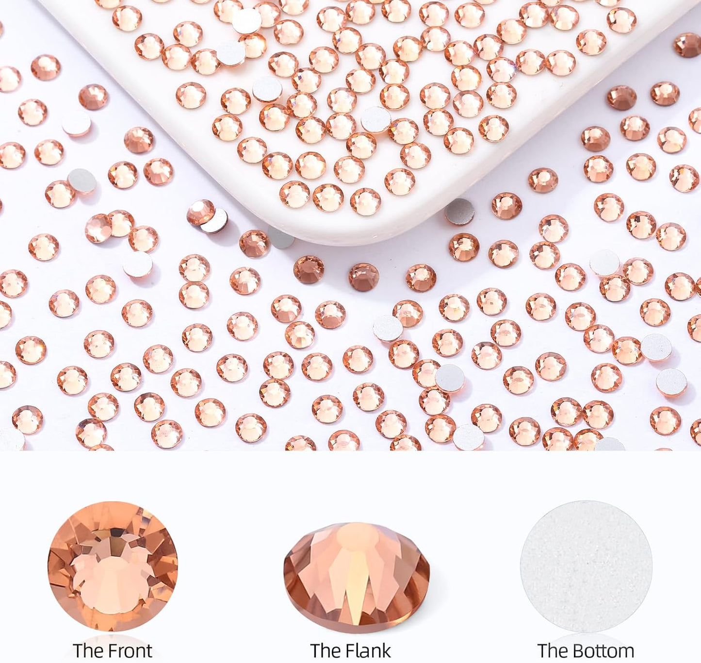 Champagne Flatback Rhinestones, Glass Rhinestones for Nail Art and Craft, Glue Fix, Loose Crystal Gemstones(Champagne, SS12, 1440pcs, 2.9-3.0mm)