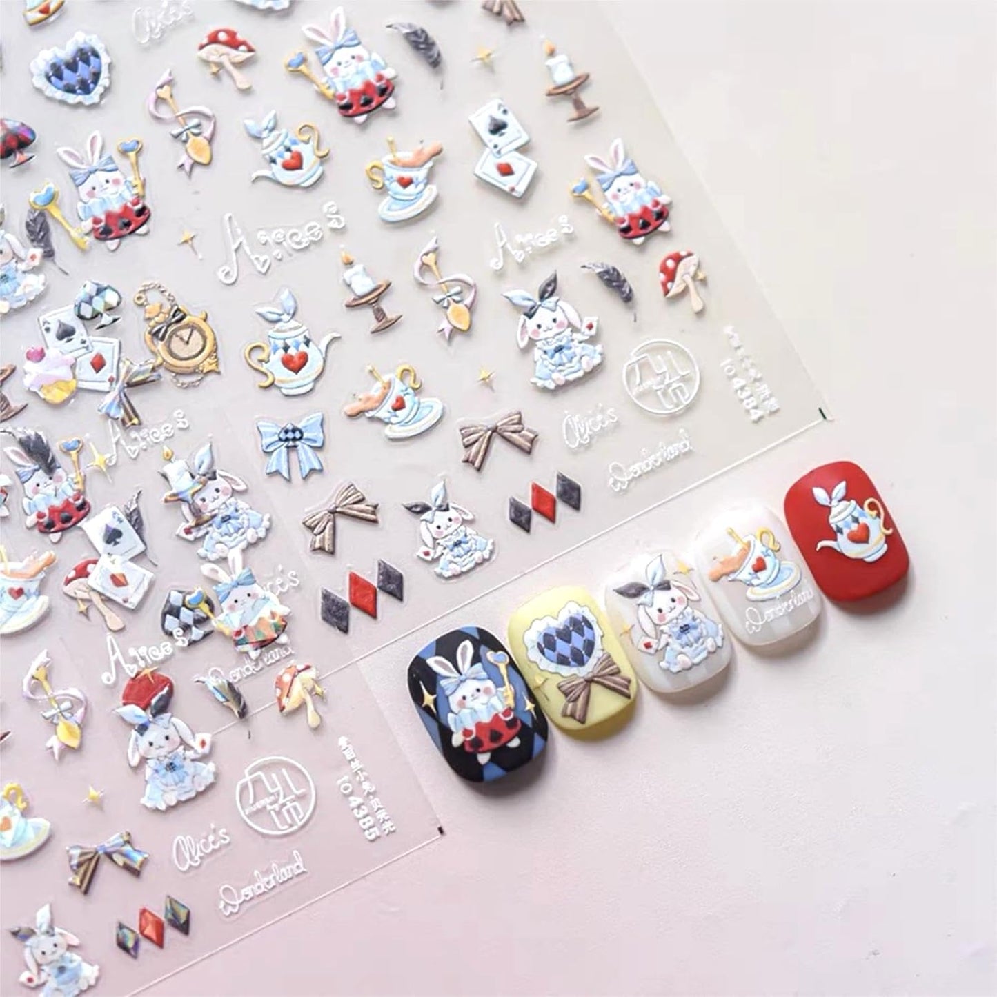 Dedyel Cute Nail Stickers 5D Embossed Cartoon Bunny Kawaii Animal Self-Adhesive Nail Decals for Women Girls Kids Nail Art Decoration