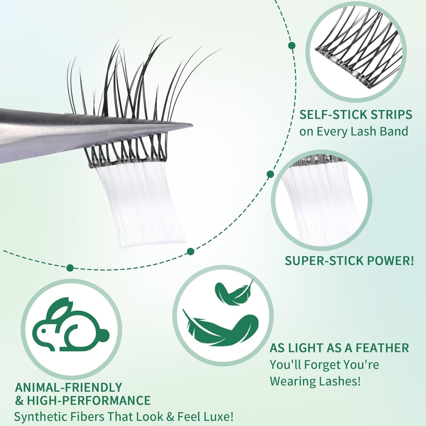 Self Adhesive Lashes Clusters Natural Look No Glue Eyelash Extensions Wispy Pre Glued Self Adhesive Eyelashes Reusable DIY Lash Extensions 120Pcs 9mm 10mm 11mm 13mm