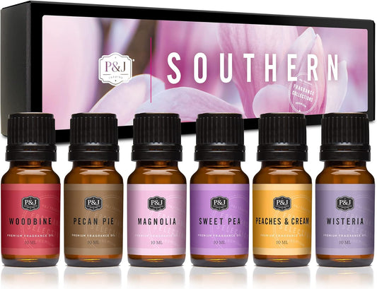 P&J Trading Southern Set of 6 Premium Fragrance Scented Oil for Candle Making & Soap Making, Lotions, Haircare, Diffuser Oils Scents