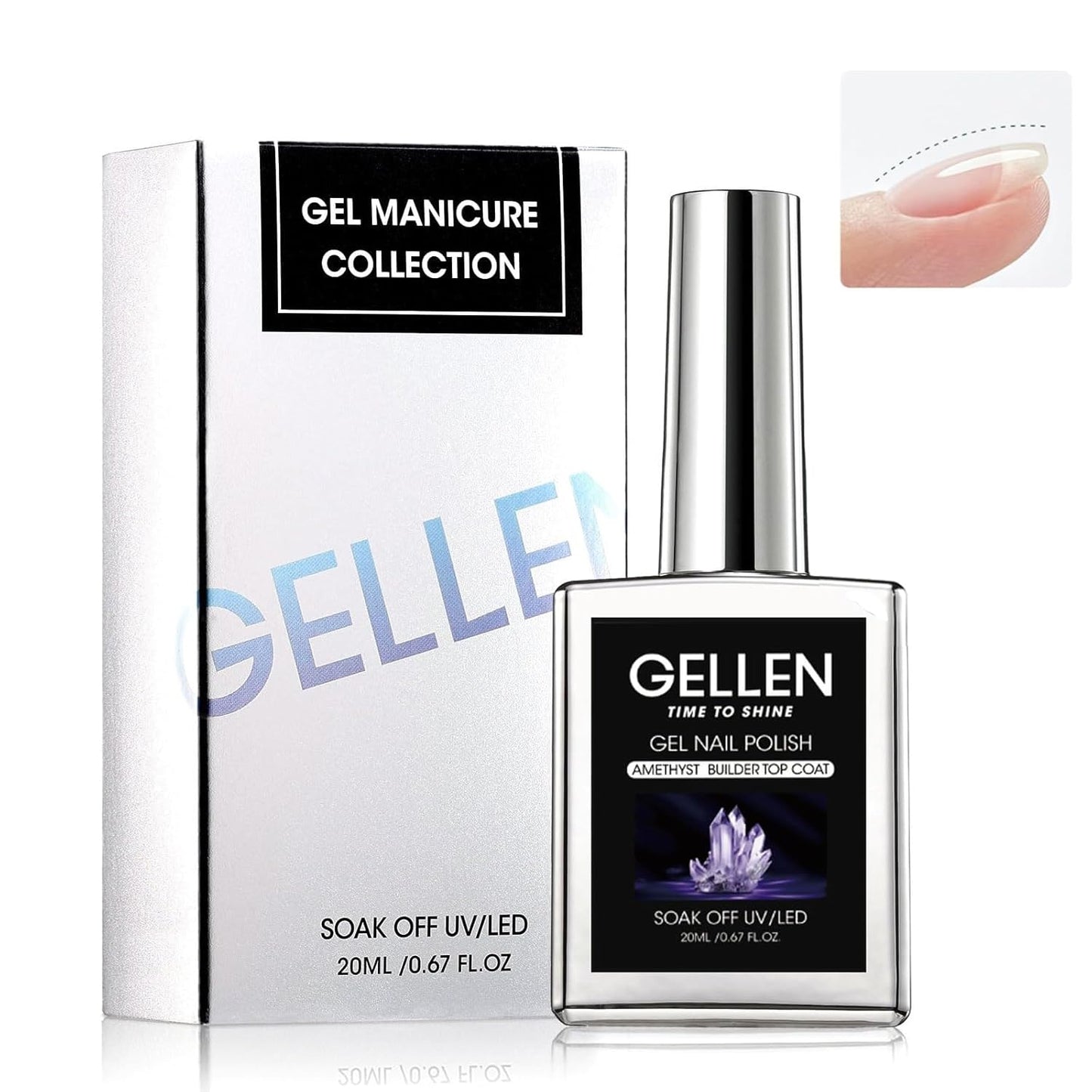 GELLEN 4 in 1 Builder Nail Gel & Gel Top Coat in a Bottle, 20ml Amethyst Builder Top Coat for Apex Building, 3D Nail Arts and Chrome Nails