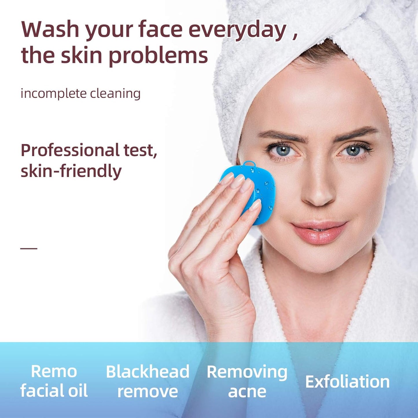 VWMYQ 2 Pack Silicone Face Scrubber for Men and Women Facial Cleansing Brush Silicone Face Wash Brush Manual Waterproof Cleansing Skin Care Face Brushes for Cleansing and Exfoliating (Blue_Pink)