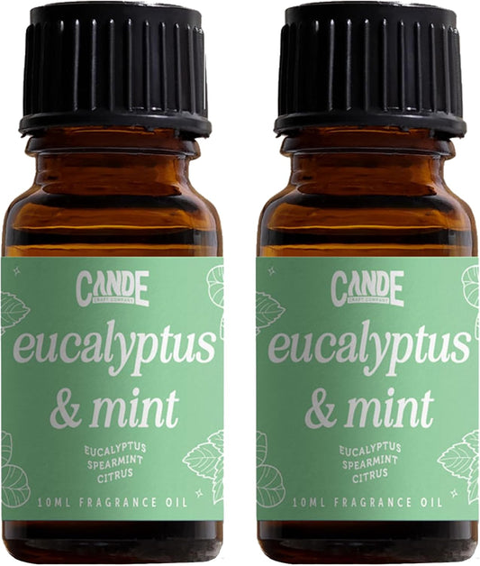 CANDECraftCo Premium Fragrance Oil – Diffuser Oils Fragrances Scented for Home, Candle Soap Making Supplies, Aromatherapy Blends for House (0.34 Fl Oz) (2-Pack, Eucalpytus & Mint)