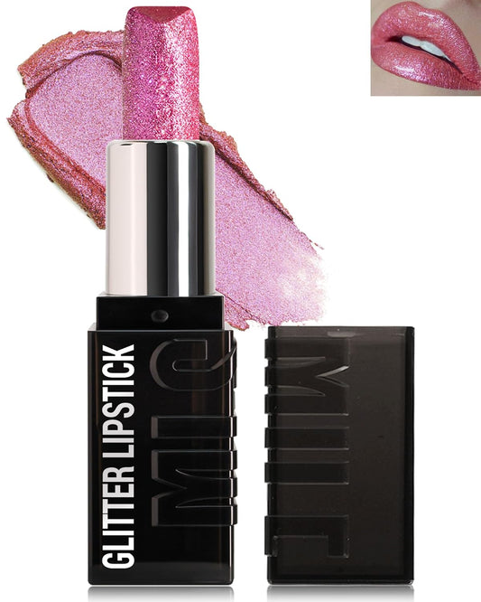 Diamond Glitter Matte Lipstick,Long Lasting Waterproof Pink Metallic Sparkling High Pigment Non-Stick Lip Stain Tint Lip Gloss,Full-coverage Lipgloss,Mother's Day Lip Makeup Gift for Women Girl-02