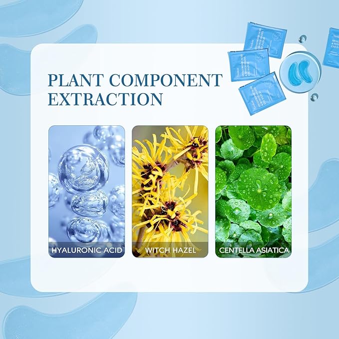 Under Eye Patches for Dark Circles,Puffy Eyes,20 Pairs Face Masks SkinCare With Hyaluronic Acid Witch Hazel for Moisturize