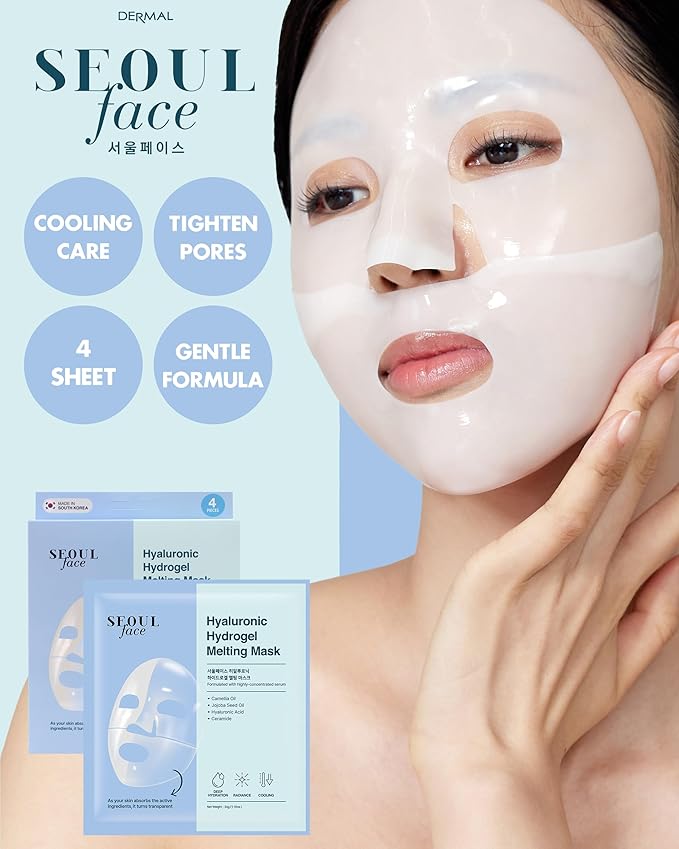 DERMAL Hyaluronic Hydrogel Melting Jelly Gel Mask 4ea - Korean Overnight Face Mask with Ceramide - Deep Moisturizing, Pore Minimizing for Glow Skin - Korean Skincare