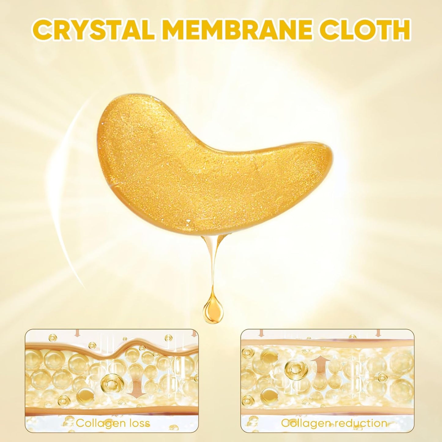 24K Gold Under Eye Patches-120 Pcs,Eye Mask Pure Gold Anti-Aging Collagen Hyaluronic Acid Under Eye Mask for Dark Circles, Puffiness & Wrinkles Refresh Your Skin（Gold）