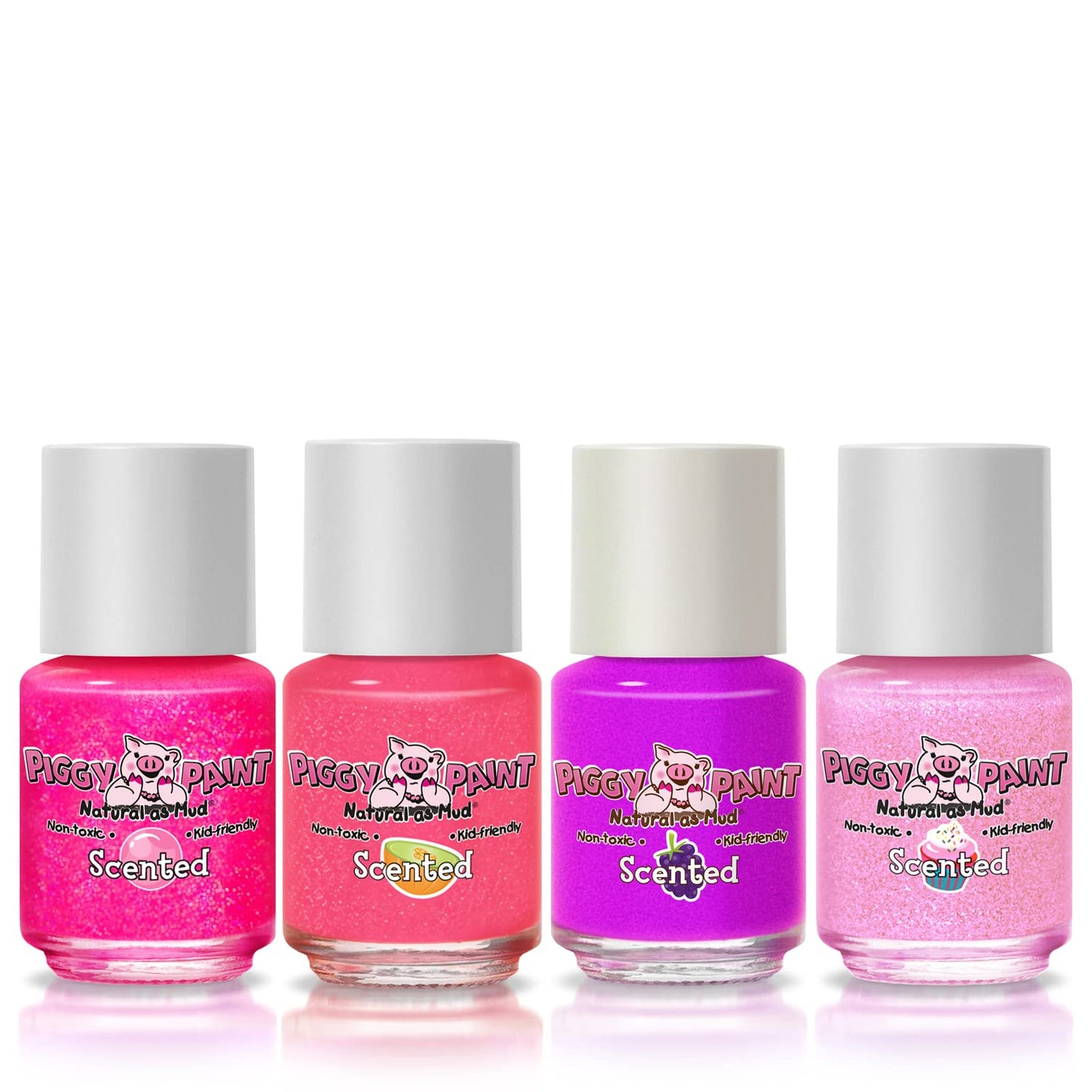 Piggy Paint | 100% Non-Toxic Girls Nail Polish | Safe, Cruelty-free, Vegan, & Scented for Kids | Scented Lucky Lollipop (4 Pack Kit)