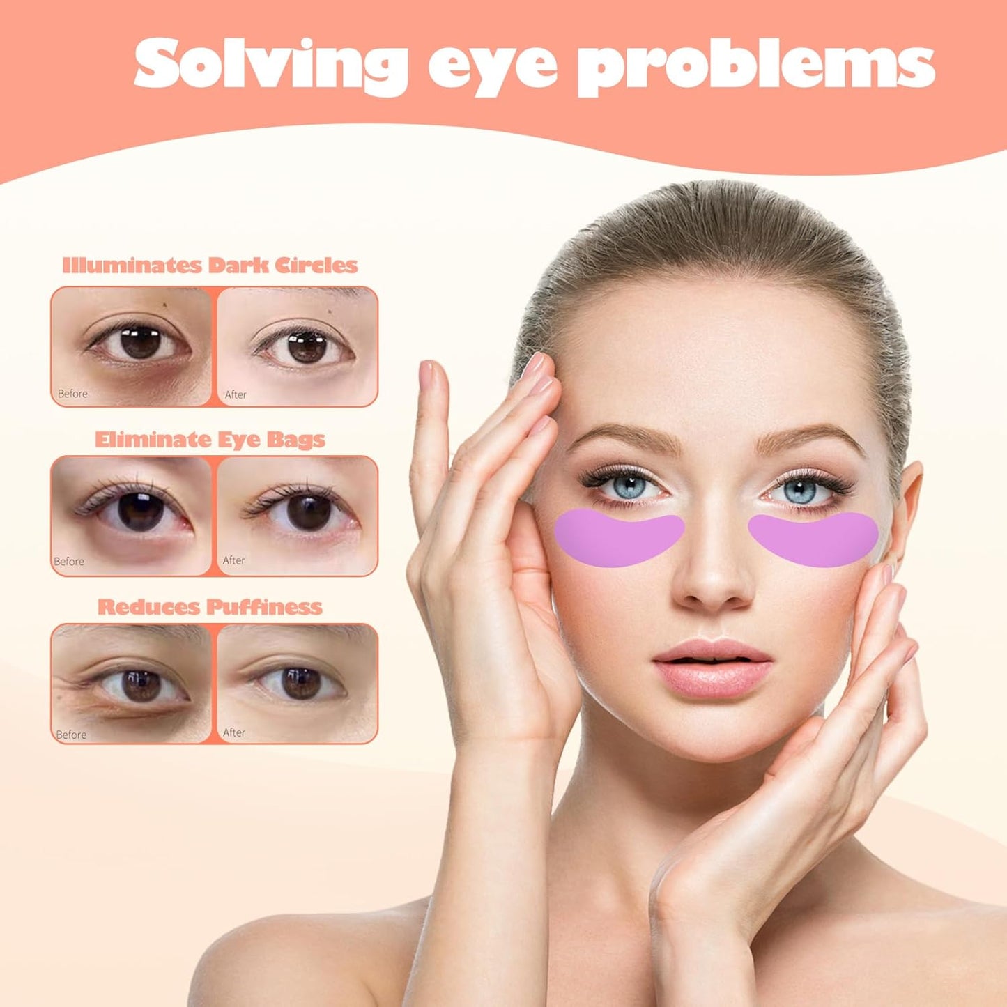 6 Pairs Under Eye Patches, Silicone Reusable Eye Patches, Under Eye Mask for Reduce Eye Wrinkle and Fine Lines Skin Care