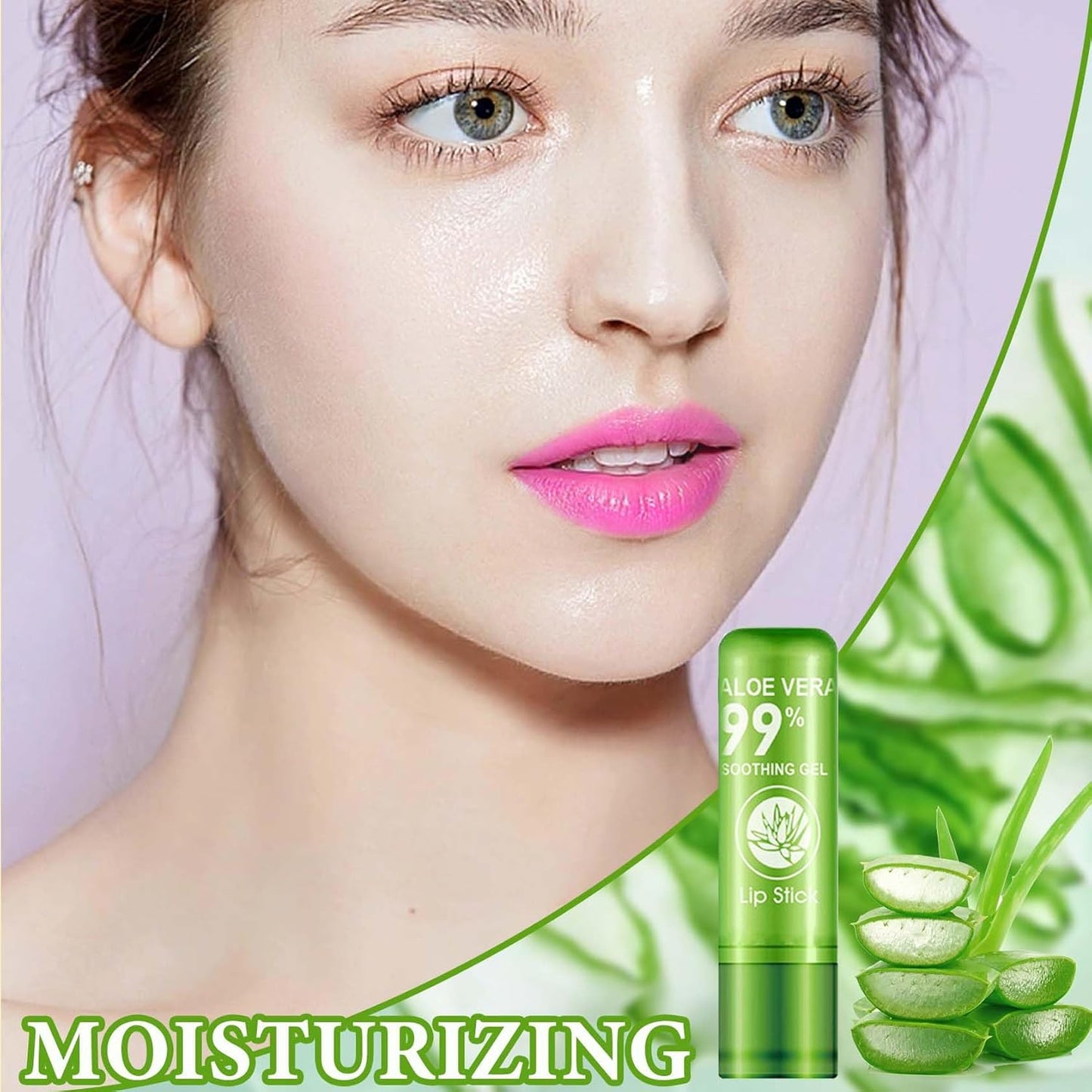 5 Pcs Aloe Vera Color Changing Lipstick for Women - Long Lasting Moisturizing Lip Gloss, Tinted Balm, Magic Temperature PH Changing Lip Stick