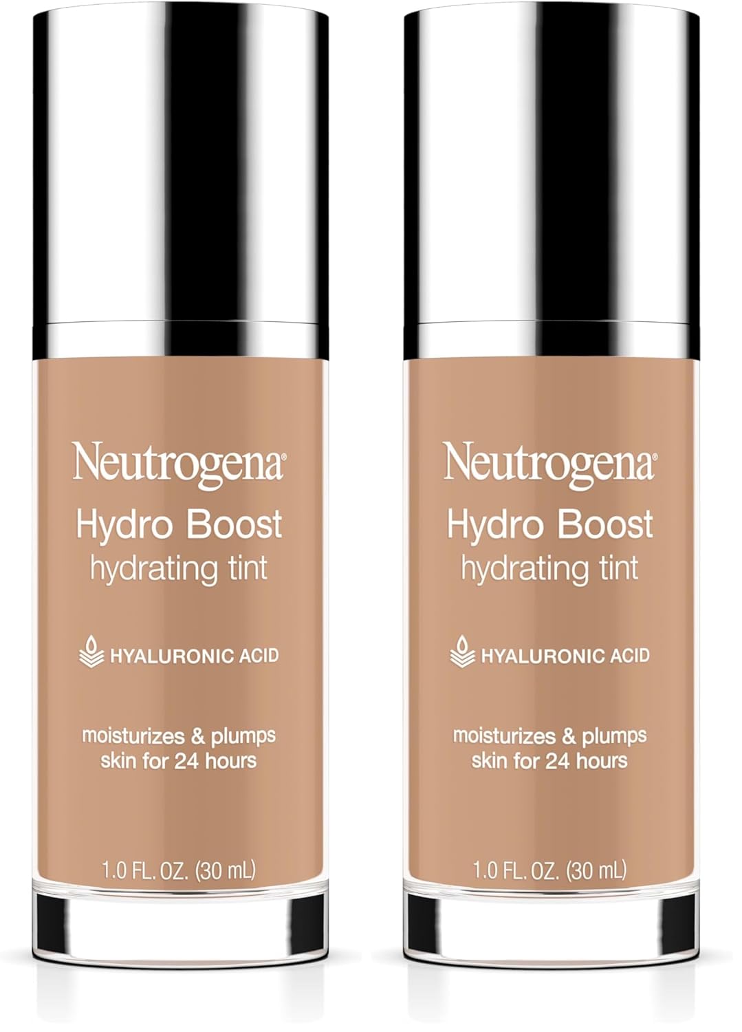 Neutrogena Hydro Boost Hydrating Tint with Hyaluronic Acid, Lightweight Water Gel Formula, Moisturizing, Oil-Free & Non-Comedogenic Liquid Foundation Makeup, 40 Nude Color, 1.0 fl. oz (Pack of 2)