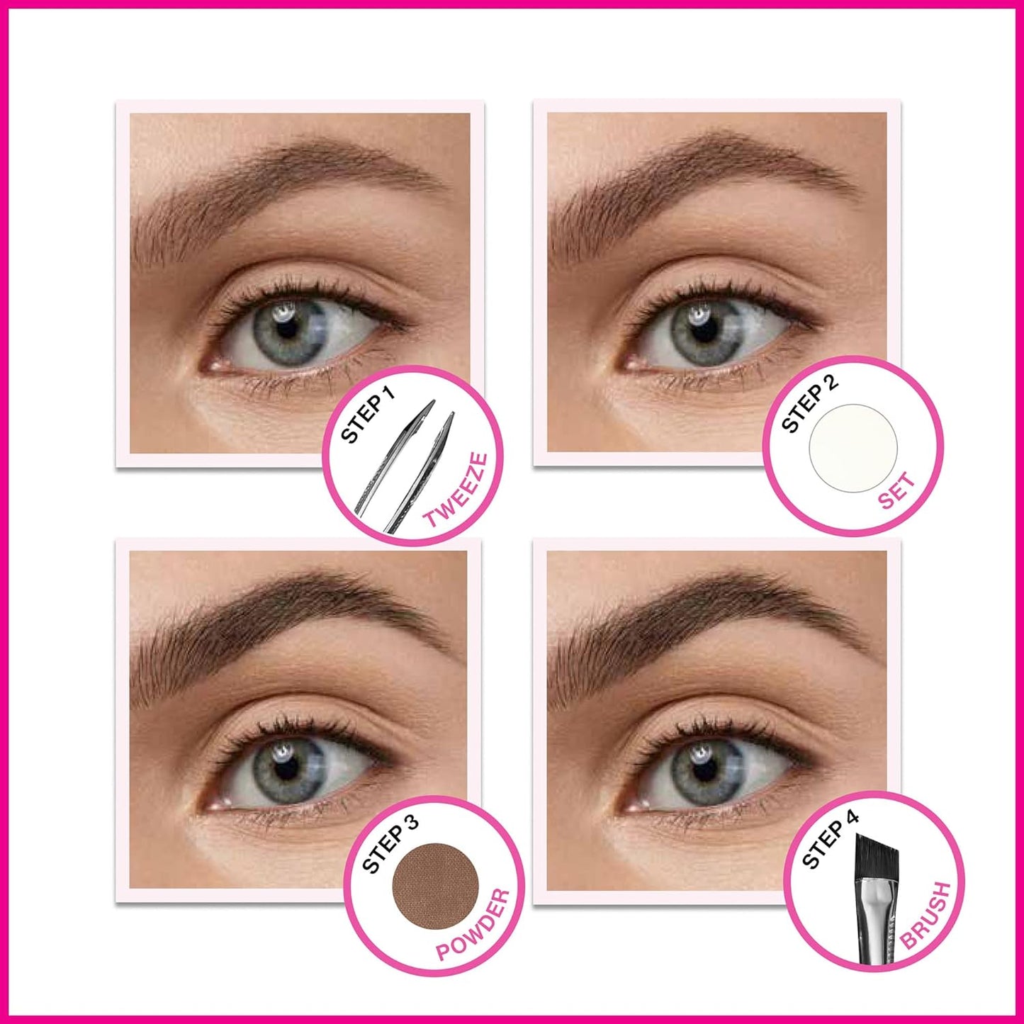 wet n wild Ultimate Eyebrow Makeup Kit, Long-Lasting Matte Brow Powder, Tweezers, Wax & Brush, Built-In Mirror, Purse-Friendly Compact - Dark Brown(Pack of 2)