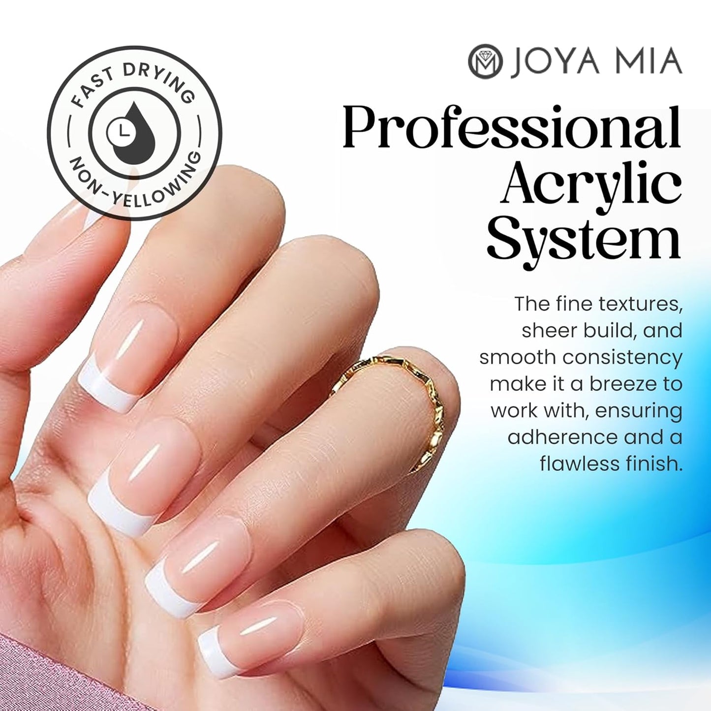 Joya Mia Acrylic Powder for Nails, MMA-Free, Super Adhesion Professional Powder for Flawless & Long-Lasting Nail Enhancements, Easy Application, Vibrant & Stunning Colors - Diamond Clear, 4 oz