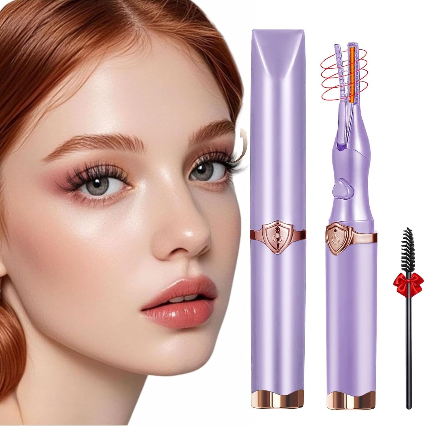 Heated Eyelash Curler, 2-in-1 Clip-Type Design, 3 Temperature Modes, USB Rechargeable Electric Eyelash Curler, Natural Curling 24H Long-Lasting Curl, Gift for Women & Girls, Purple CB