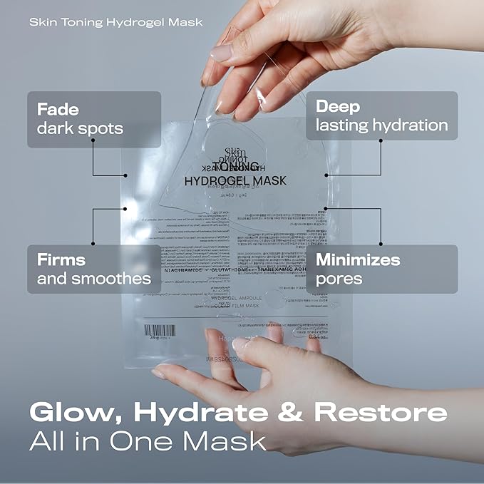 HAPA KRISTIN Hydrogel Face Mask, Korean Sheet Mask with Niacinamide & Vitamin C, Glass Skin, Pack of 4, Second-Skin Fit, Moisturizing, for Dark Spots & Hyperpigmentation, Hydration