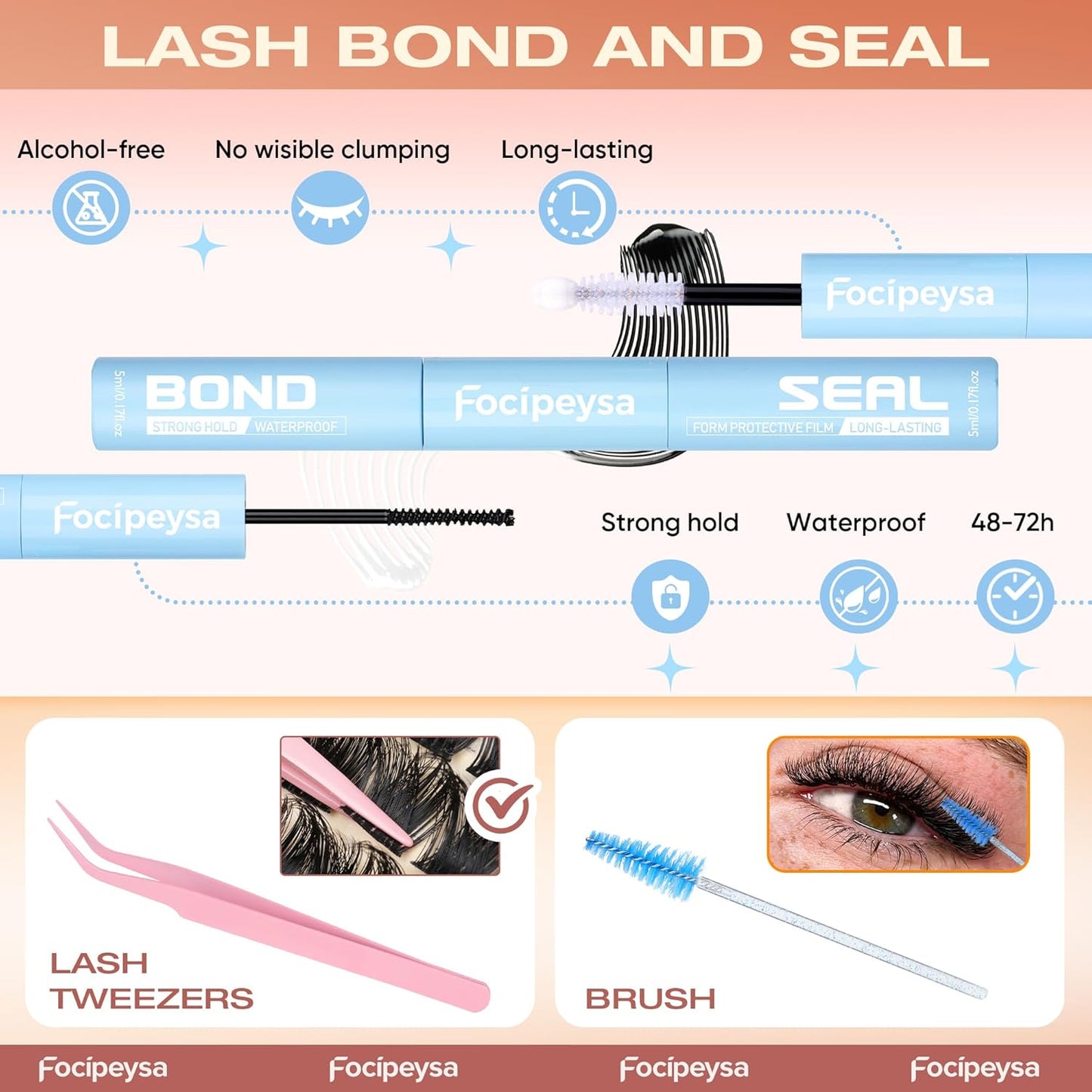 Focipeysa Spike Lash Clusters Kit with Bottom Lash Extension Lash Bond and Seal Manga Eyelash Clusters Kit Natural Look Fairy Individual Lashes Extensions Kit with Lash Tweezers