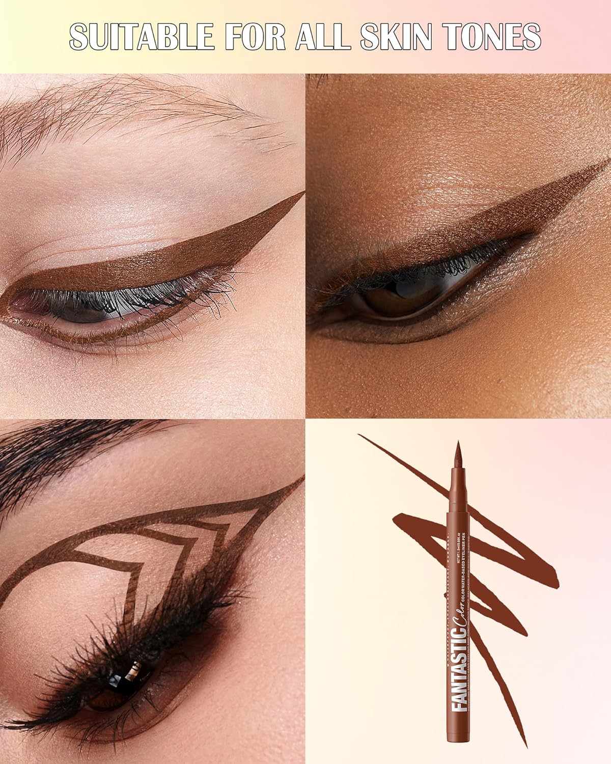 Brown Matte Liquid Eyeliner Pencil, Colorful High Pigmented Waterline Eye liner Waterproof Pen, Bright Colored Smudgeproof Long Lasting Eyeliner Pen Christmas Party Festival Makeup Gift for Women-09