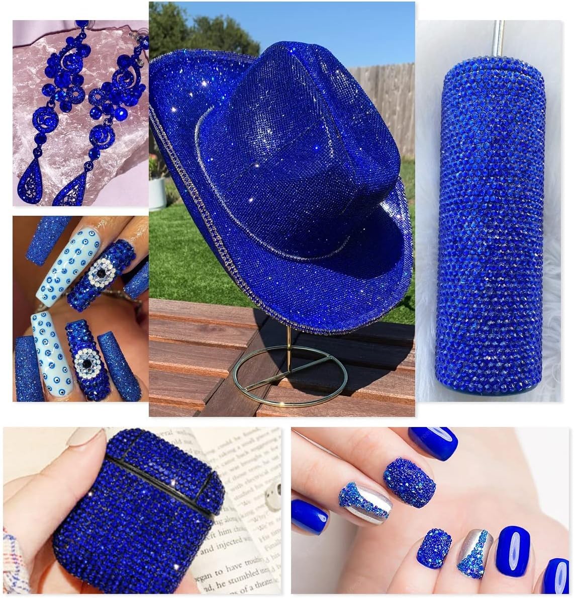 16000PCS Royal Blue Crystal Resin Rhinestones for Crafting 3mm 4mm 5mm Sapphire Flatback Stones No-Hotfix Dark Blue Diamonds Crystals Gems Charms for Nails Face Eyes Makeup Tumblers Bottles DIY Crafts