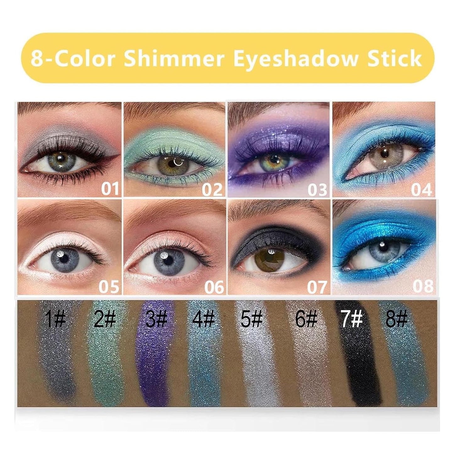 Purple Eyeshadow Stick, Highlighter Eye Liner,Eye Brightener Stick, Shimmer Creamy eyeshadow, Waterproof Eyeshadow Pencil Long Lasting Eye Shadow Makeup.#3 purple shimmer