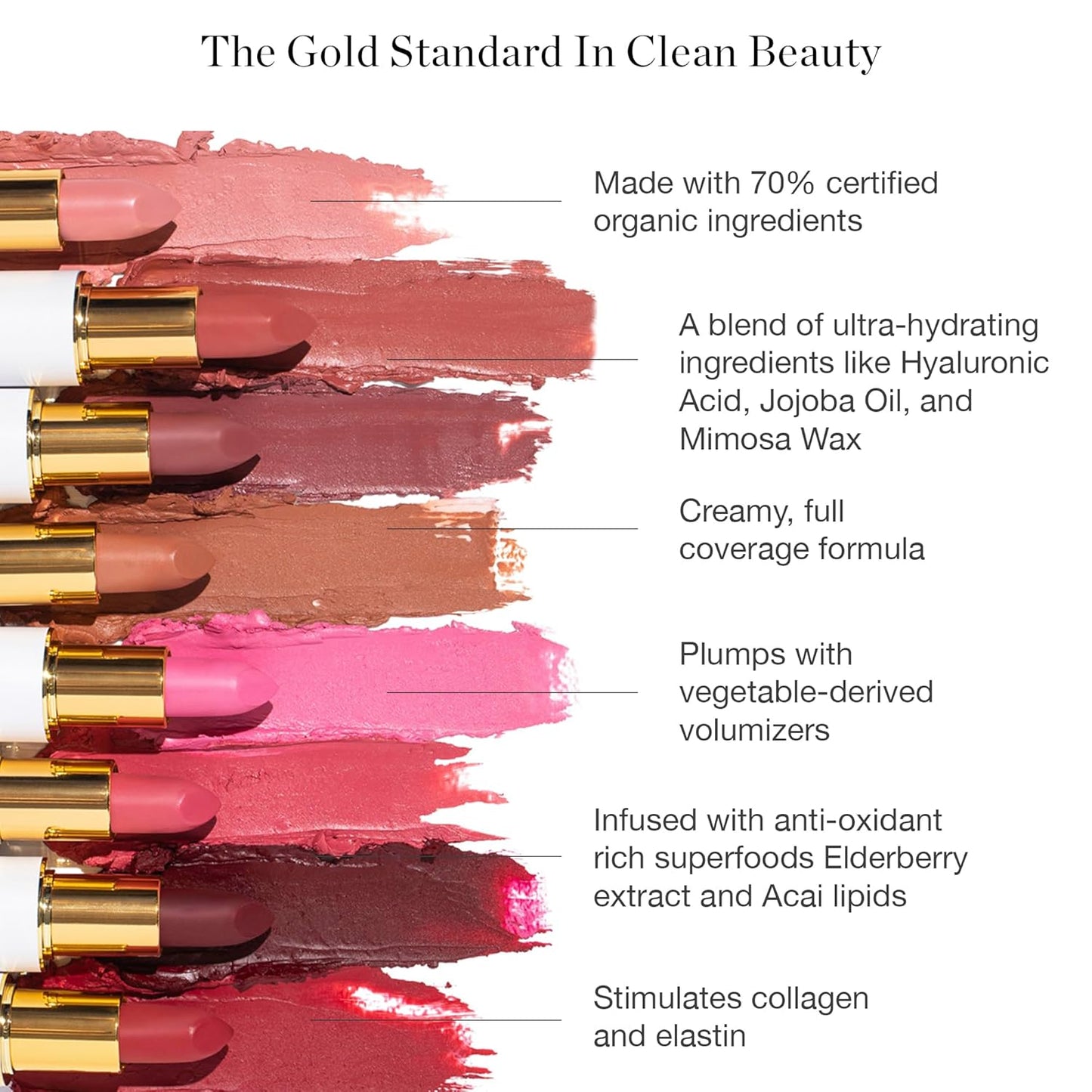 Ogee Full Bloom Sculpted Lipstick (Santana - Cherry Red) - Long Lasting Organic Lipstick with Jojoba Oil & Micro Hyaluronic Acid - 70% Organic Ingredients & Made in USA