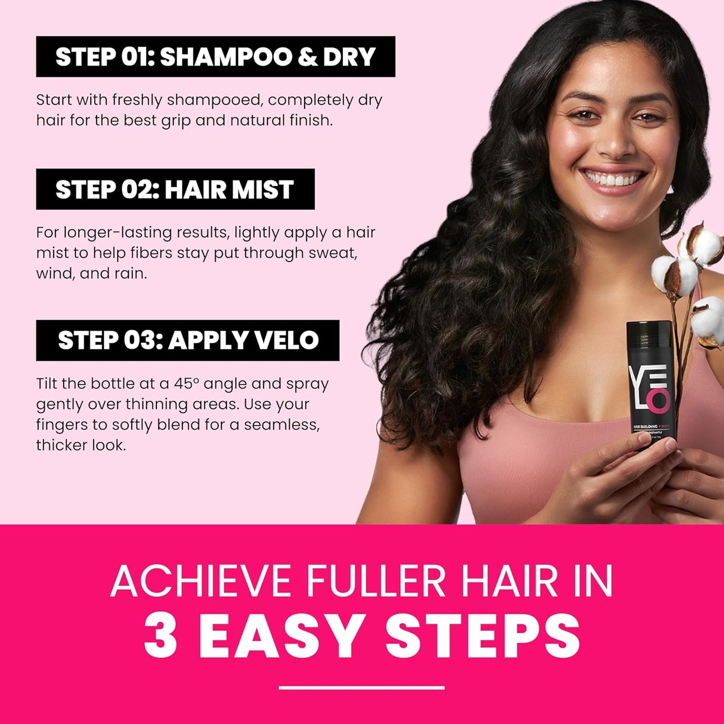 VELO Hair Building Fibers for Thinning Hair –LIGHT BLONDE Hair Fibers for Men & Women – Covers Bald Spots, Hairline Powder, Hair Thickening Fibers – Hair Filler Powder for Fuller-Looking Hair – 30g