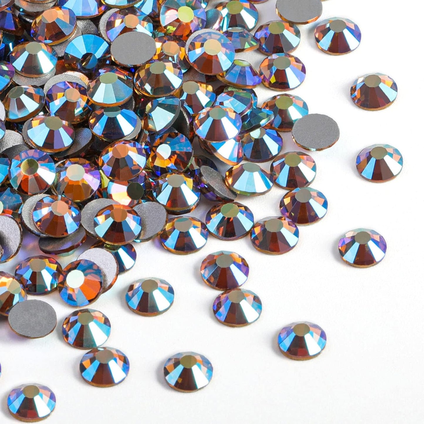 beadsland 288 Pieces Flat Back Crystal Rhinestones Round Gems, Lt.Colorado Topaz AB,SS30,6.3-6.5mm