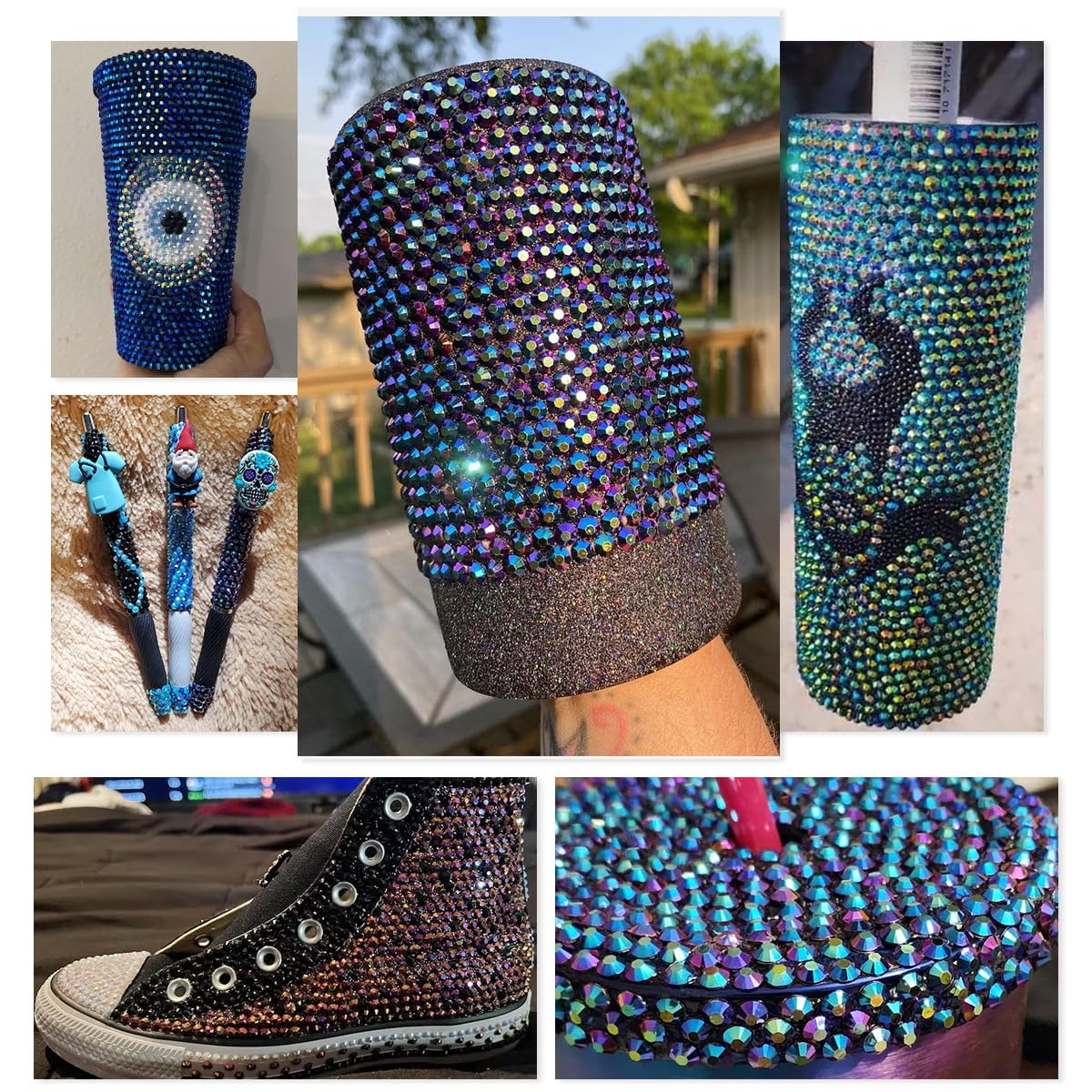 16000PCS Sapphire Blue AB Resin Rhinestones for Crafting 3mm 4mm 5mm Flatback Jelly Stones Bulk SS10 SS16 SS20 Diamonds Gems for Nails Face Eyes Makeup Mugs Tumblers Bottles DIY Crafts Clothes Shoes