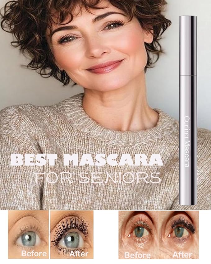 Brown Mascara for Older Women 60 Plus,Waterproof Prime Mascara Volume and Length for Mature Women with Thinning Lashes,No Clumps,Long Lasting Hypoallergenic Mascaras For Sensitive Makeup