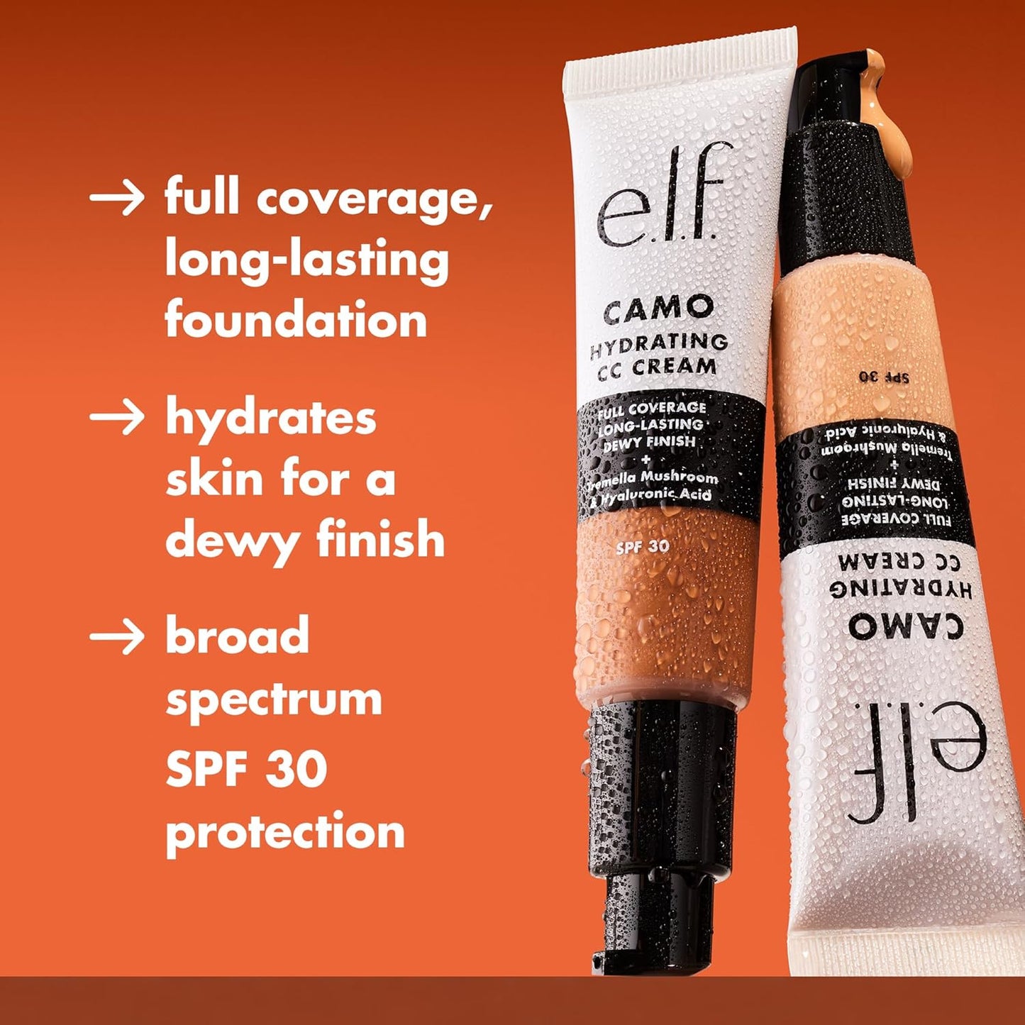e.l.f. Hydrating Camo CC Cream, SPF 30, Color Correcting Full Coverage Foundation For A Dewy Finish, Vegan & Cruelty-Free, Rich 640 W