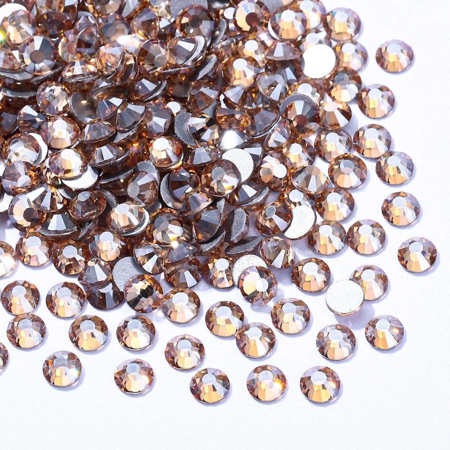 Gold Shadow Flatback Rhinestones, Glass Rhinestones for Nail Art and Craft, Glue Fix, Loose Crystal Gemstones(Gold Shadow, SS6, 1440pcs, 1.9-2.0mm)