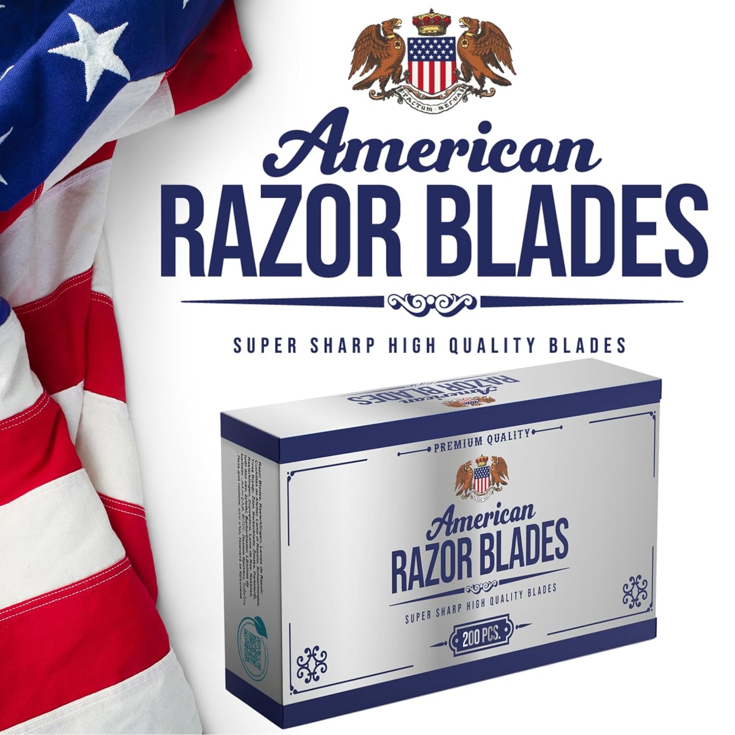 American Razor Blades by The Shave Factory - Super Sharp Double Edge Razor Blades, Japanese Steel, New Value Pack (200)