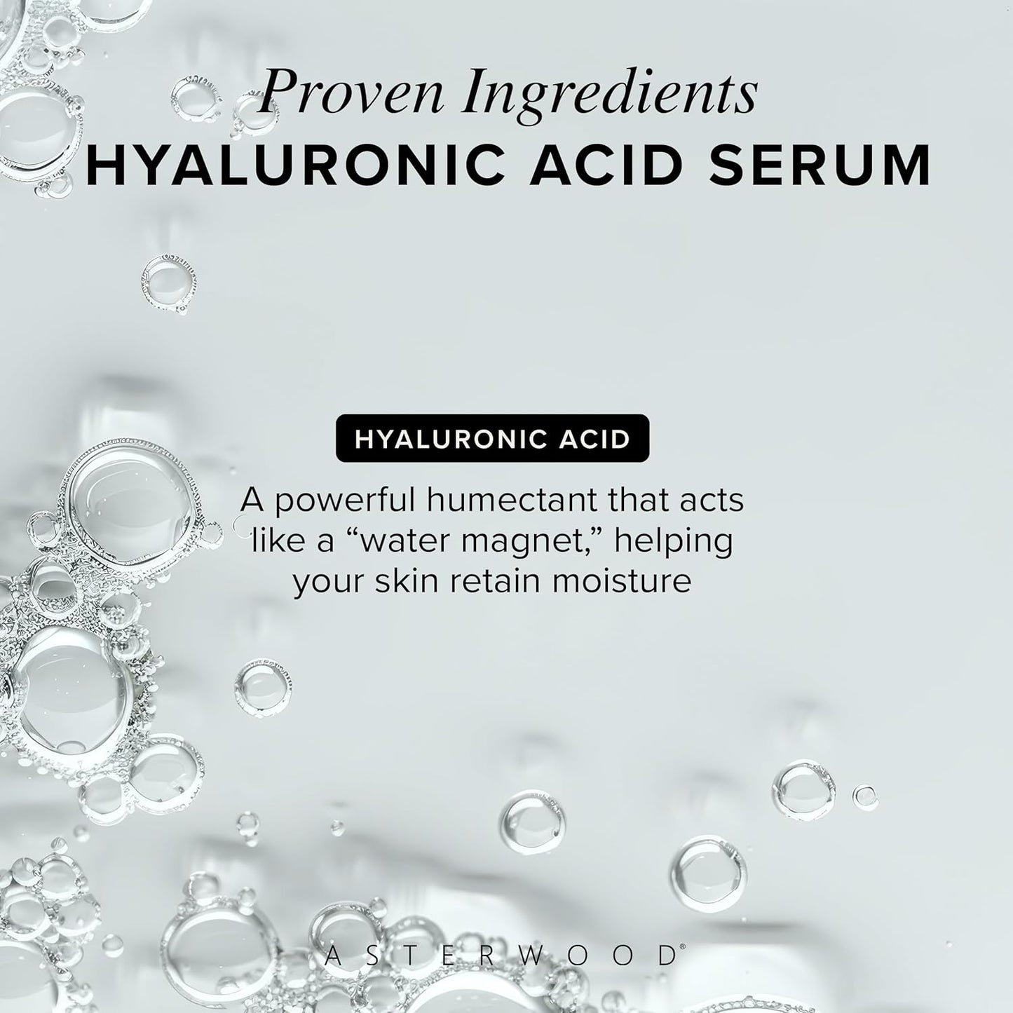 Asterwood Hyaluronic Acid Serum for Face - Plumping, Anti-Aging, Hydrating - Fragrance-Free - 1 Fl Oz