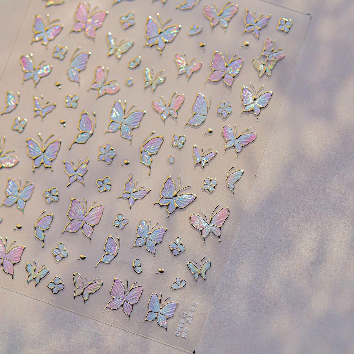 Colorful Butterfly Nail Art Stickers Glitter Sparkly Butterfly Nail Stickers 5D Embossed Nail Decals Accessories Gold Edge Metal Butterfly Nail Art Supplies for Women DIY Decorations