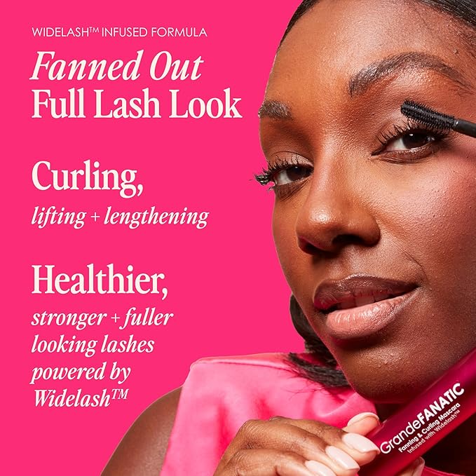 Grande Cosmetics GrandeFANATIC Fanning & Curling Mascara with Conditioning Peptides - for Longer-Looking, Lifted Lashes - Black (0.37 oz)
