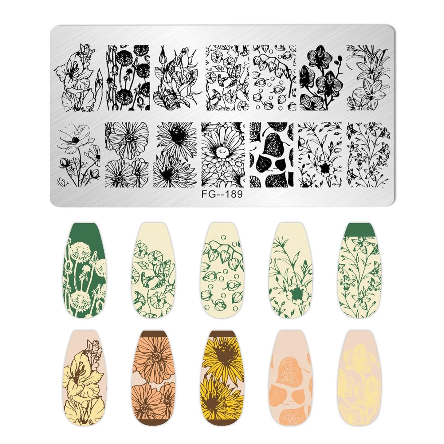AddFavor Nail Stamper Kit - 7pcs Flower Leaves Stamping Plate with Silicone Stamper and Scraper, Animal Image Nail Stencils, Design Supplies
