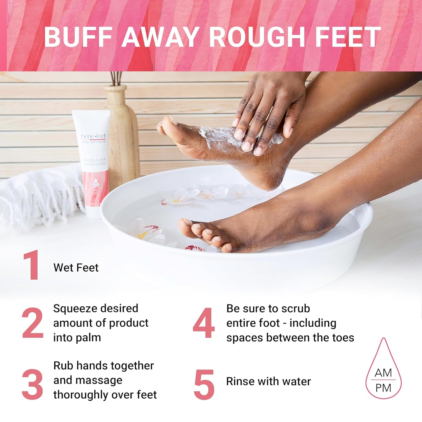 Benefeet Scrub-A-Dub Cooling Foot Scrub - Exfoliates + Refreshes Dry + Dull Skin, Get Smoother Skin from Heel to Toe, Made w/Vitamin E, Apple Cider Vinegar, Walnut Shell + Apricot Seed, 4 oz (2 Pack)