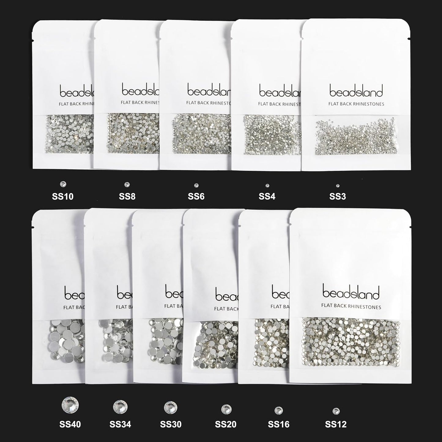 beadsland Flat Back Crystal Rhinestones Round Gems for Nail Art and Craft Glue Fix,Champagne (3.8-4.0mm) SS16/1440pcs