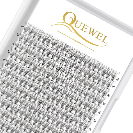 QUEWEL Cluster Lashes 240Pcs Individual Lashes 10D 0.10C Curl 16mm Knot-Free Lash Extensions Clusters Lashes Soft&Natural False Eyelashes Individual DIY Eyelash Extension at Home(10D 0.10C 16)