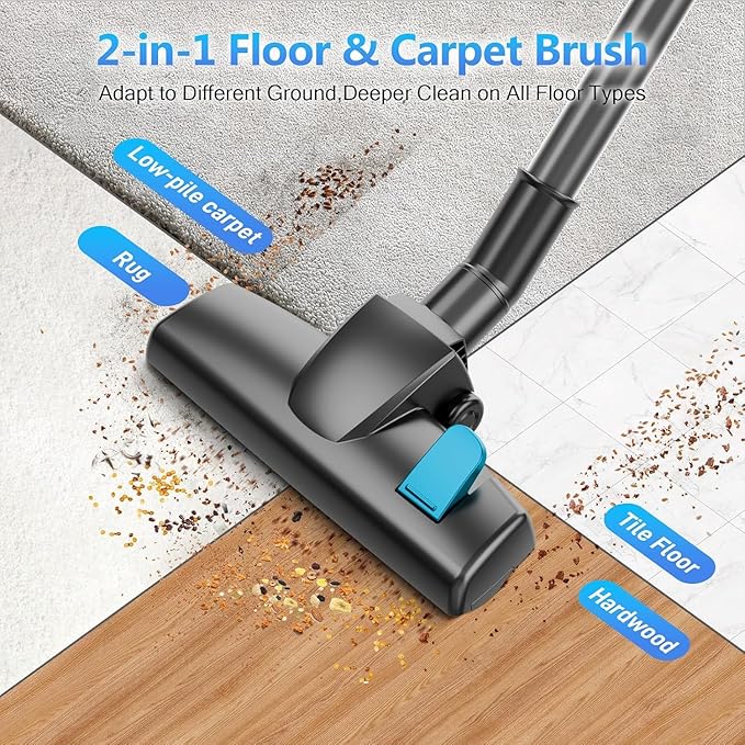 Corded Stick Vacuum Cleaner, 25Kpa Powerful Stick Vacuum, 2 in 1 Vacuum Cleaners,1.2 L Dust Cup, Corded Handheld Vacuum Pet for Hair, Short-Pile Carpet, Hardfloor (Blue)