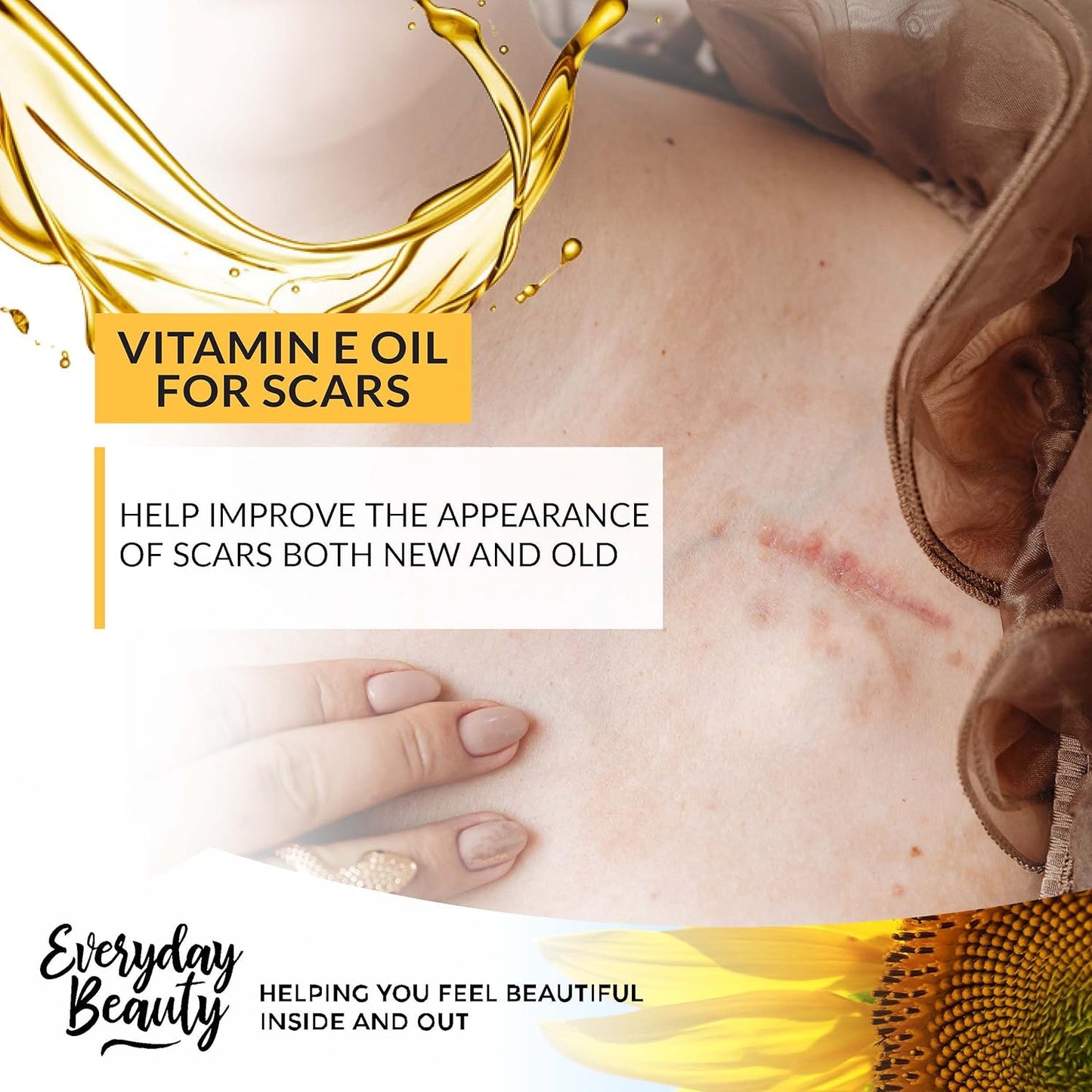 Organic Vitamin E Oil for Scars - All Natural & Vegan Skin Moisturizer 4oz - Light and Unscented Great for Scars After Surgery - Reduce Wrinkles, Anti Aging, Lighten Dark Spots - Face, Skin & All Over