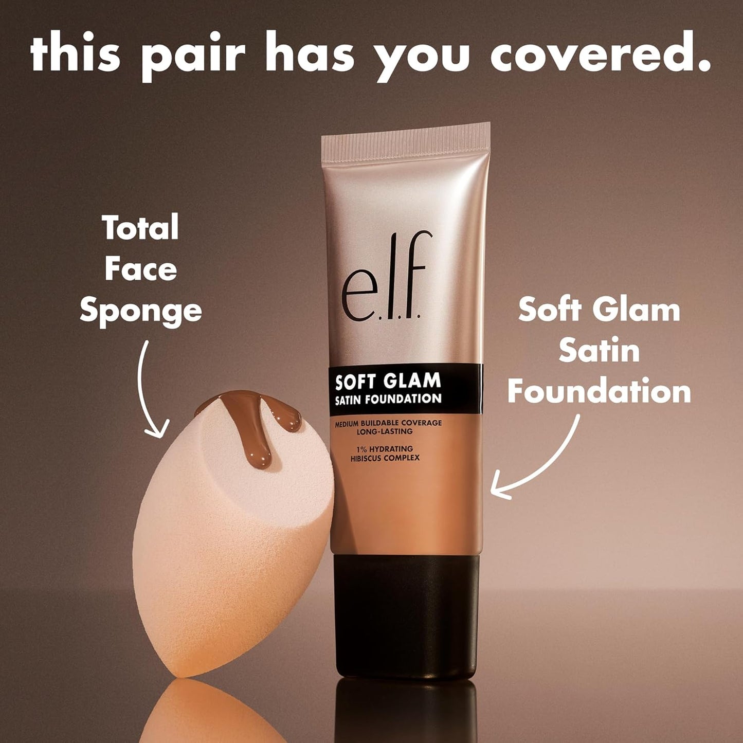 e.l.f. Soft Glam Foundation, Medium Coverage, Long-Lasting & Buildable Foundation For A Smooth, Satin Finish, Vegan & Cruelty-Free, 45 Tan Warm