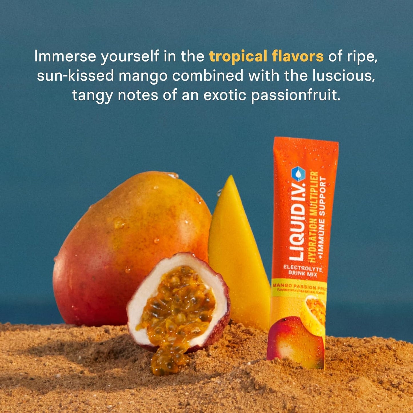 Liquid I.V.® Hydration Multiplier +Immune Support - Mango Passionfruit | Electrolyte Powder Drink Mix | 1 Pack (14 Servings)