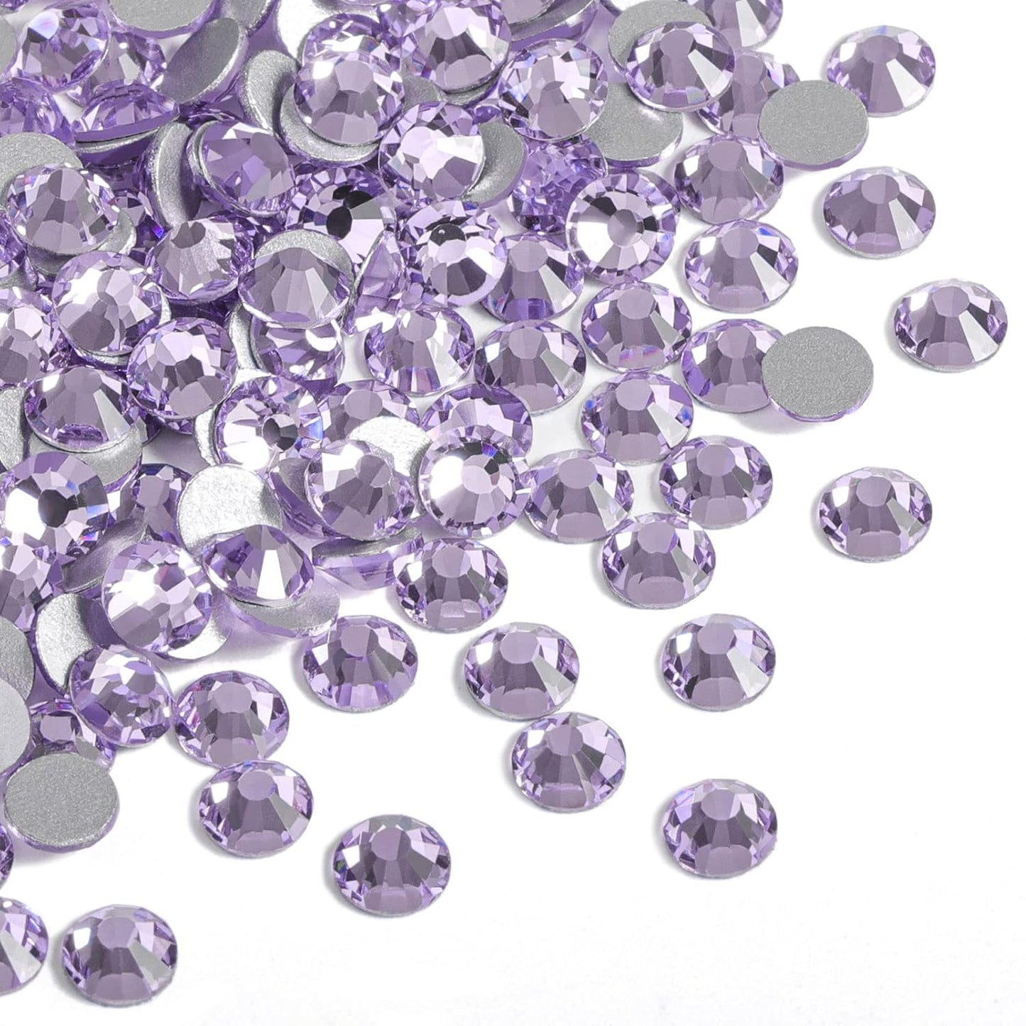 Beadsland 1440pcs Flat Back Crystal Rhinestones Round Gems for Nail Art and Craft Glue Fix, Violet,SS6,1.9-2.1mm