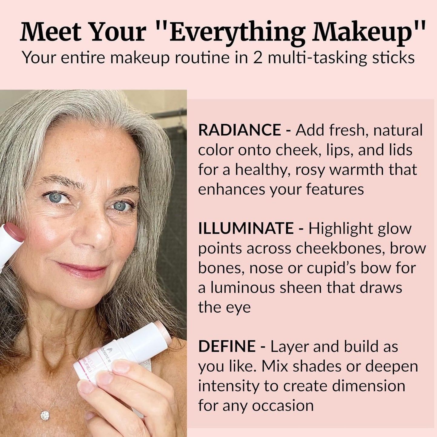 Vibriance Blush and Highlighter Bundle - Cream Blush Stick and Highlighter Stick - All-in-One for Cheeks, Lips, Eyes, Mature Skin - Makeup Simplified